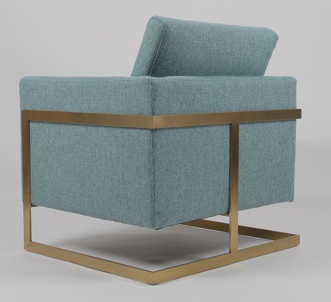 butaca azul de la tela de la altura de los 85cm con acero inoxidable del oro 1