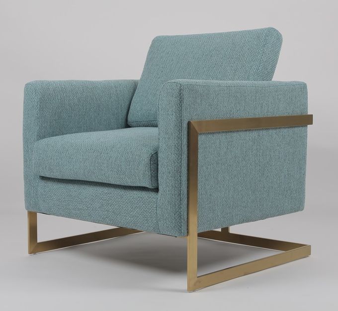 butaca azul de la tela de la altura de los 85cm con acero inoxidable del oro 4