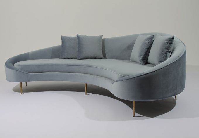 Tela Sofa Stainless Steel Base Couch del terciopelo de W los 260cm para la sala de estar 3