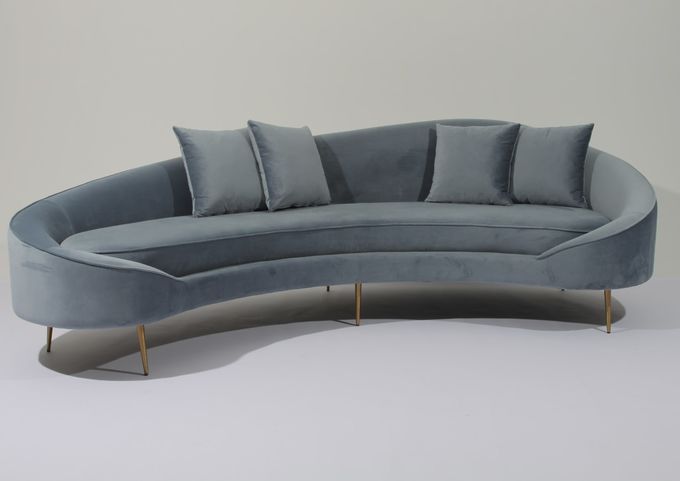 Tela Sofa Stainless Steel Base Couch del terciopelo de W los 260cm para la sala de estar 2