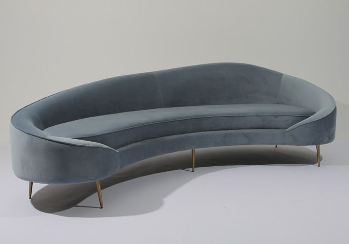 Tela Sofa Stainless Steel Base Couch del terciopelo de W los 260cm para la sala de estar 1