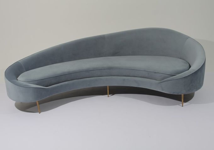 Tela Sofa Stainless Steel Base Couch del terciopelo de W los 260cm para la sala de estar 4