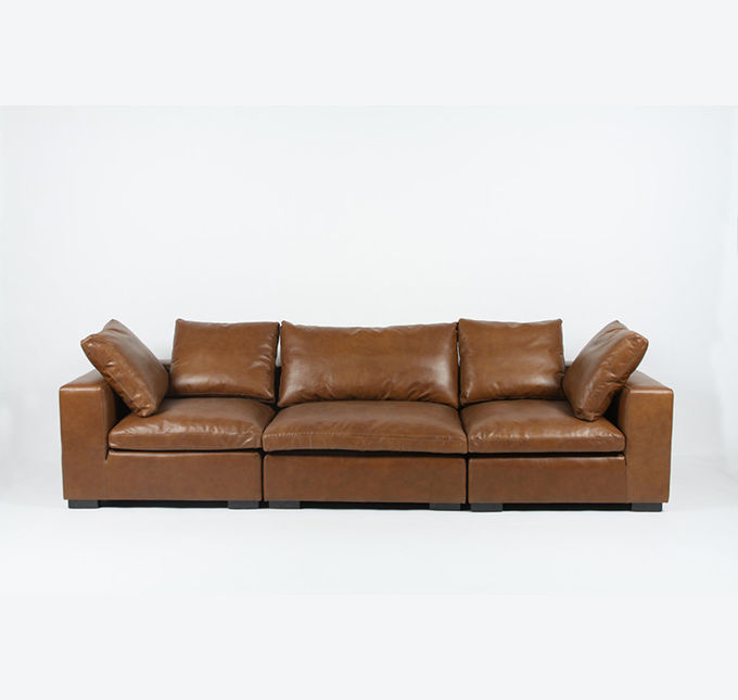 La vaca cubre 3 con cuero Seater Sofa Set For Living Room de cuero moderno 1