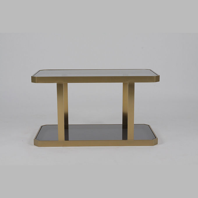 Estilo nórdico de acero inoxidable superior de cristal moderado de la tabla del cuadrado lateral del oro 1