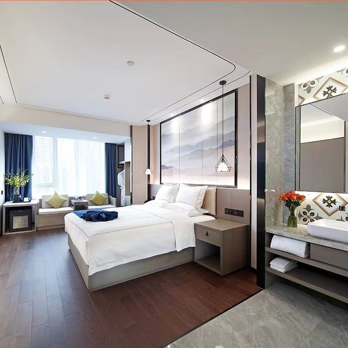 Sistema completo de madera sólido de lujo ligero de muebles directamente para los hoteles, apartamentos 0