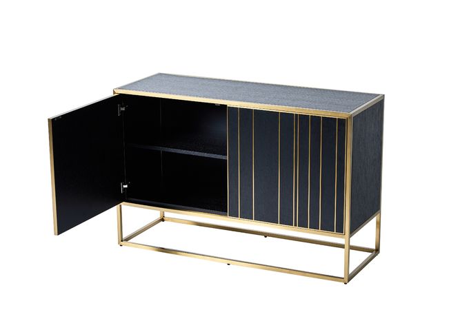 Estilo de lujo del gabinete de la consola del metal de las puertas dobles del acero inoxidable del oro 3
